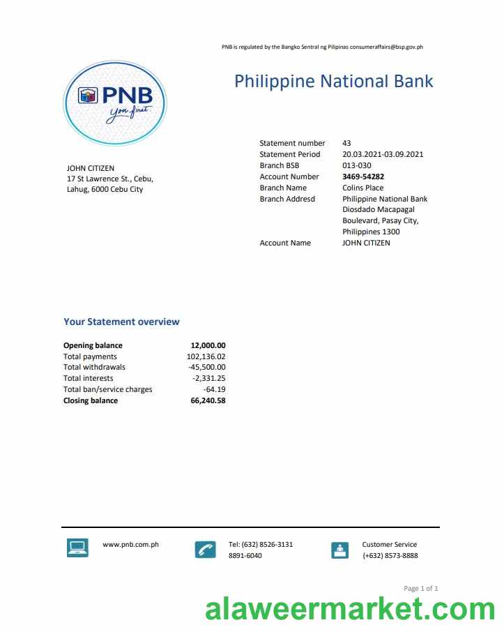 Philippines National Bank (PNB) excel pdf
